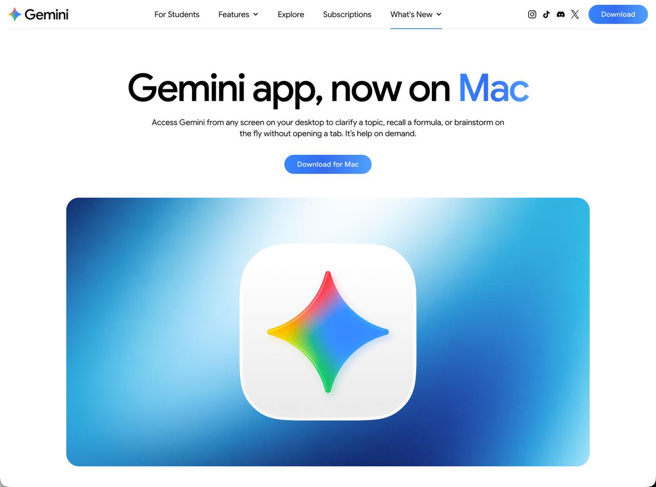 Gemini 已经正式推出了 macOS 原生客户端
